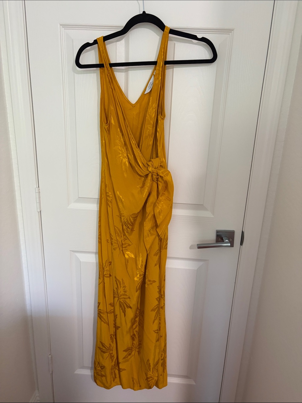 & Other Stories Mustard Yellow Satin Wrap Maxi Dress